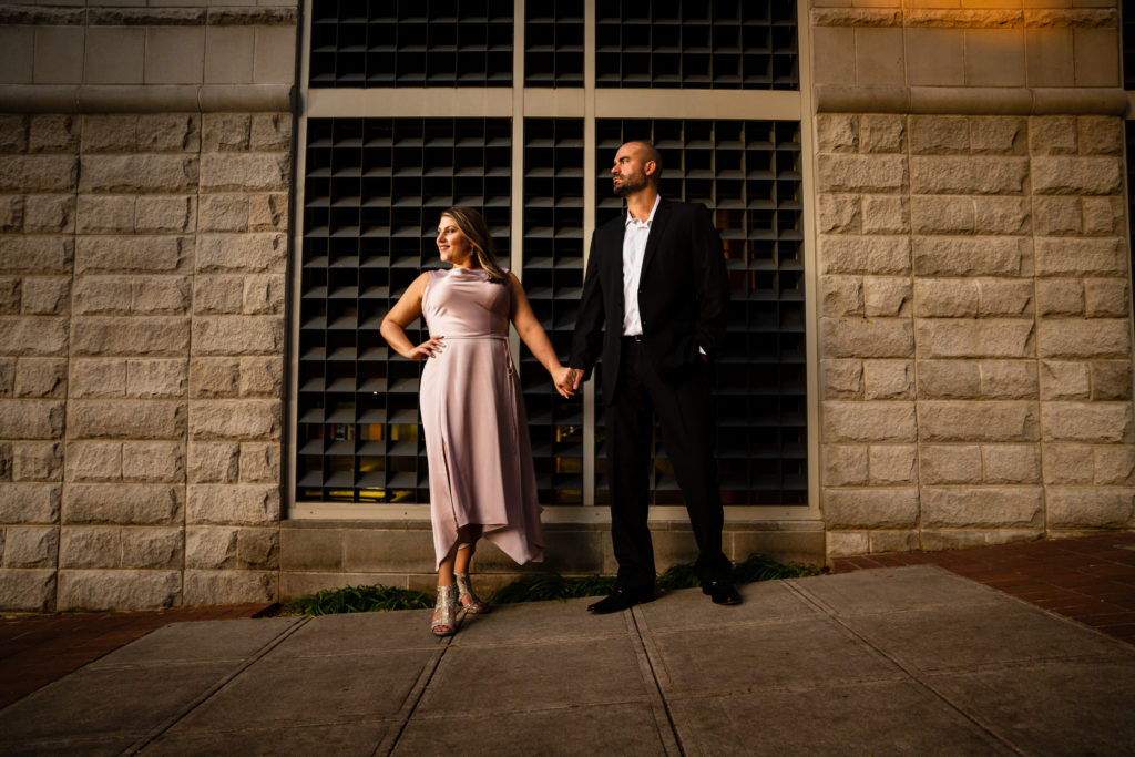 Stylish engagement session in downtown Greenville SC