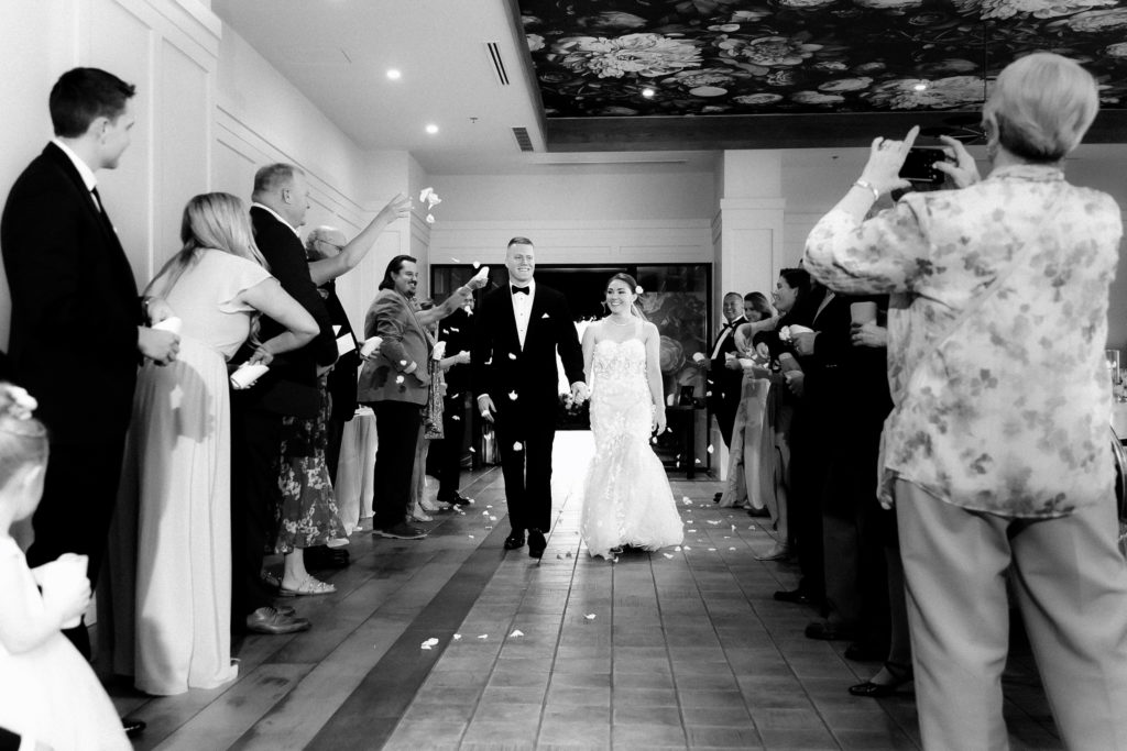 black and white image  AC Hotel Wedding reception announcement